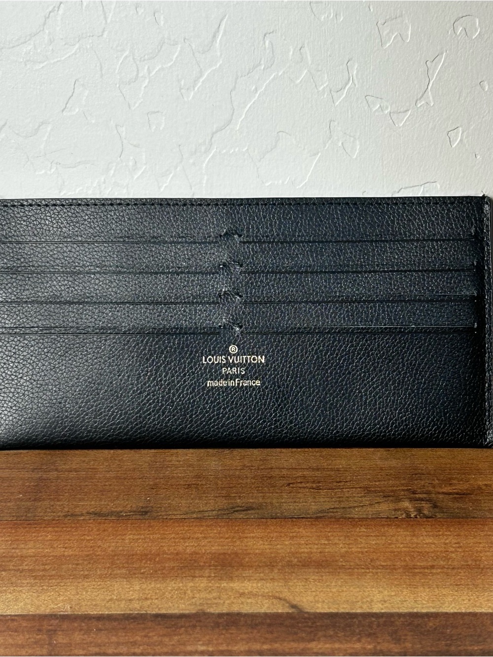 Louis Vuitton Black Taiga Leather Card Holder Wallet Made in France